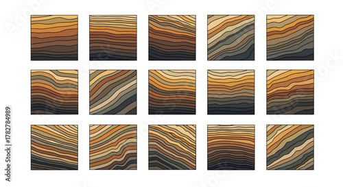 Abstract earth tone gradient layers geological formation design vector illustration art print for sale