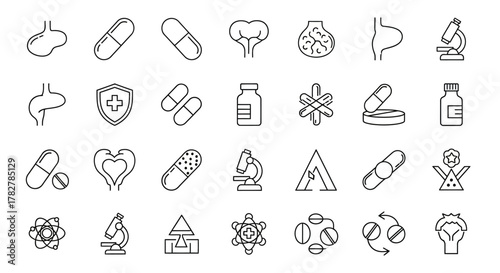 Medical and Healthcare Thin Line Icons Set Collection. EPS Editable