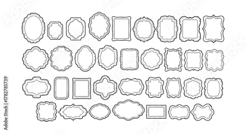 Outline collection of decorative vintage label frames and borders. EPS Editable