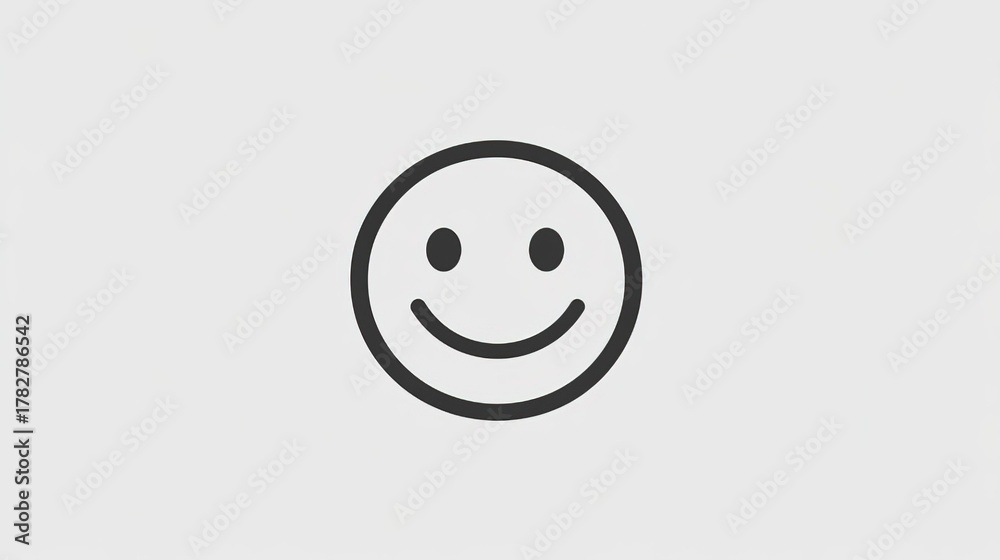 Fototapeta premium Simple Black - and - White Smiley Face Icon on Light Background