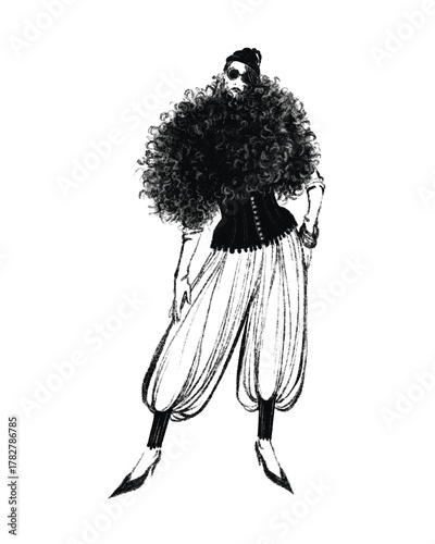 Digital Fashion Illustration, Fashion Wall Art, Black & white art, Fashion Sketch Print, Modern Woman Wall Art, Fashion Poster