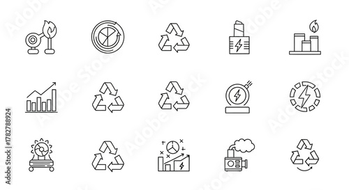 Set of Icons Representing Renewable Energy and Environmental Concepts. EPS Editable
