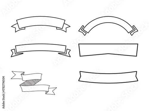 Hand drawn vector banners set in black and white style