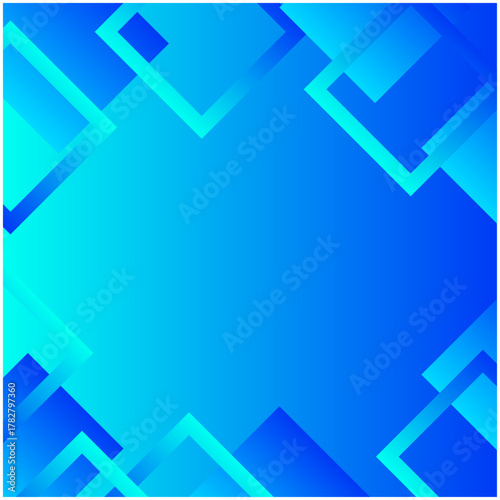 青グラデーションの、ポップな四角形メンフィス背景 正方形
