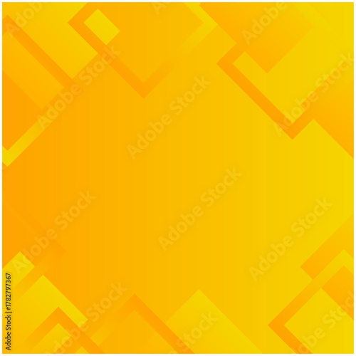オレンジグラデーションの、ポップな四角形メンフィス背景 正方形
