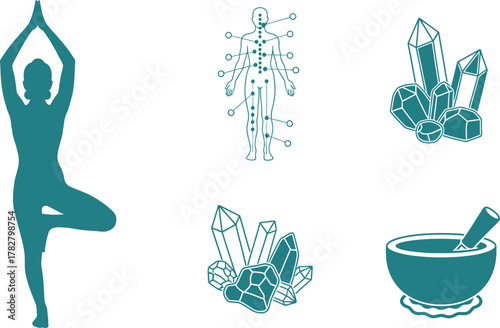 Holistic Health and Alternative Therapy Icons Vector Set