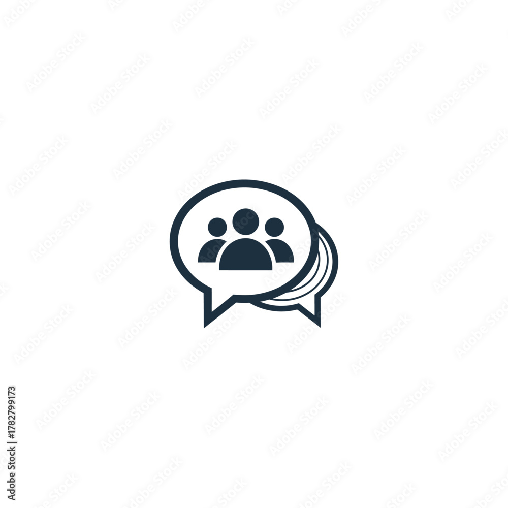 Obraz premium Corporate discussion group speech icon flat vector design.