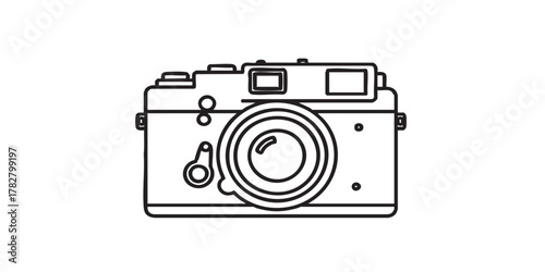 Rangefinder camera outline icon vector