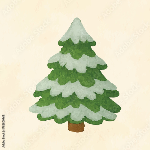 Christmas tree watercolor snowy evergreen
