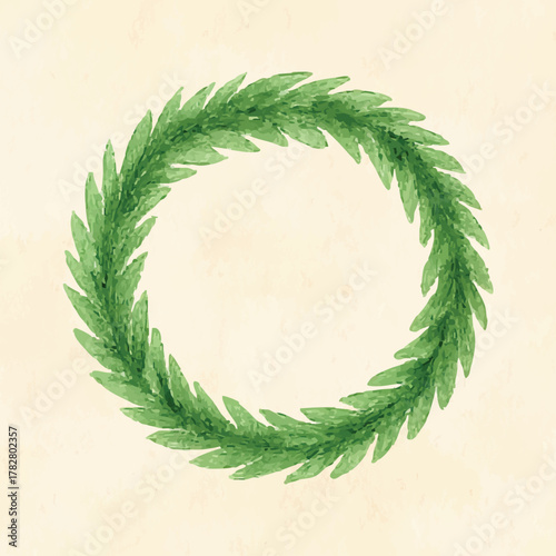 Watercolor evergreen Christmas wreath illustration