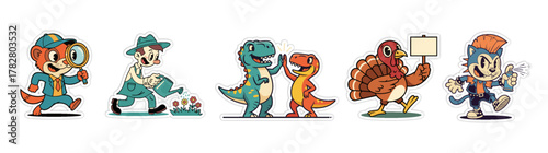 Collection of Cartoon Characters - Chipmunk Detective, Gardener,