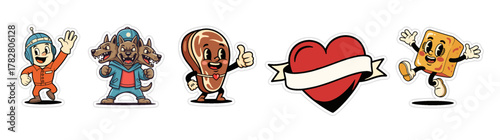 Collection of Cartoon Characters and Icons - Astronaut, Monster,