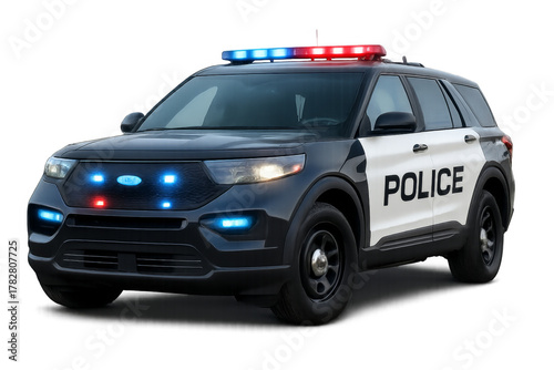 Police patrol suv vehicle with emergency lights flashing