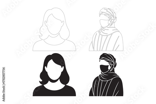 Diverse women s silhouettes representing different cultures and styles