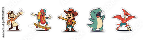 Collection of five pixel art characters including a chef, a hot