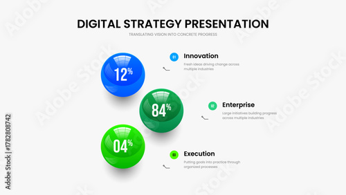 Project Introduction 3 Step Graph Slide Template. Colorful Solution Three Option Chart Slideshow Design. Minimalist Overview Frame Layout Vector Illustration.