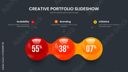 Project Analysis Three Step Infographic Frame Layout. Science Growth 3 Option Chart Presentation Template. Professional Showcase Slideshow Design Vector Illustration.