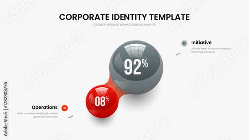 Company Strategy Frame Template Vector Illustration. Sales Introduction 2 Element Infographic Presentation Design. Minimal Campaign Two Option Graph Slide Layout.
