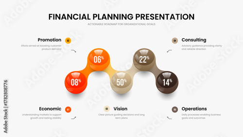 Enterprise Innovation Frame Layout Vector Illustration. Company Profile Five Element Diagram Presentation Template. Clean Visualization 5 Option Graph Slide Design.