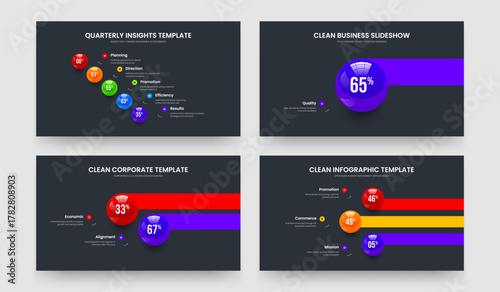 Marketing Report Five One Two Three Element Chart Slideshow Design Vector Illustration Collection. Business Portfolio 5 1 2 3 Option Graph Frame Template Set.