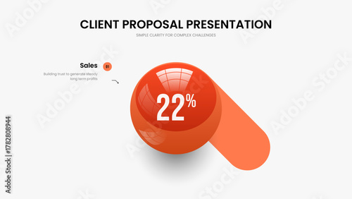 Sales Portfolio Presentation Layout Vector Illustration. Business Campaign 1 Option Chart Frame Template. Professional Plan One Element Graph Slideshow Design.