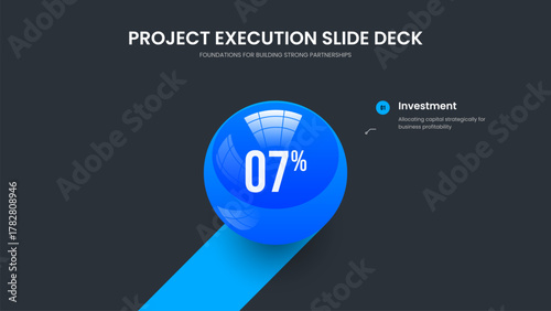 Company Review Presentation Layout Vector Illustration. Clean Strategy 1 Element Chart Frame Design. Enterprise Solution One Step Graph Slide Template.