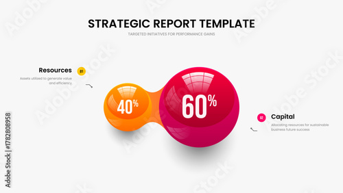 Minimal Introduction 2 Option Chart Slideshow Design. Advertising Development Slide Layout Vector Illustration. Project Review Two Element Diagram Presentation Template.