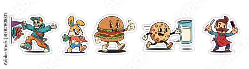 A vibrant collection of cartoon characters, including a pirate,