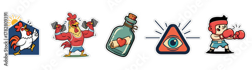 Collection of Cartoon Illustrations - Roosters, Love Potion, All