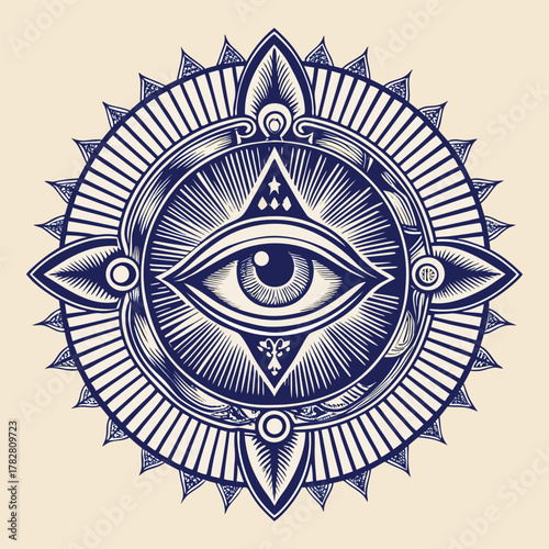 All Seeing Eye Mandala With Rays And Stars eye of providence