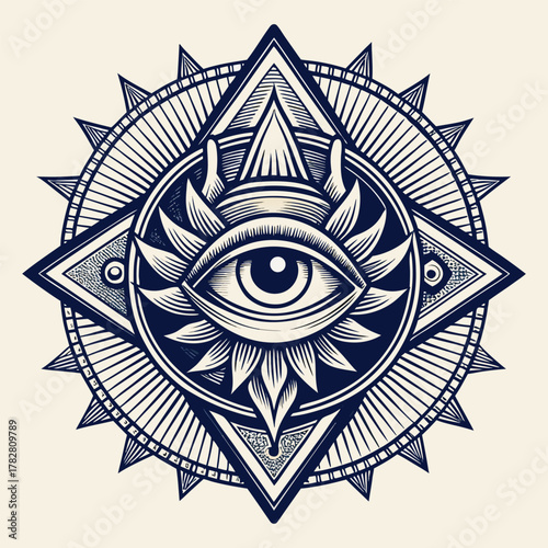 All Seeing Eye Symbol in Geometric Design eye of providence