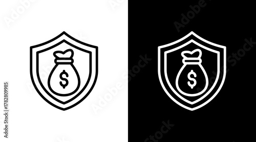 Money Shield With Icon Set Design