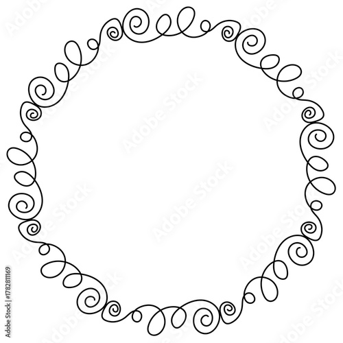 Hand drawn black frame in doodle style on white background in linear style