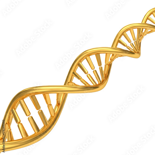 Golden DNA Structure isolated, PNG 