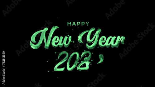Cheerful animation of 'Happy New Year 2026'. Suitable for holiday email campaigns, digital greetings, and social media posts. Alpha channel for easy application.
