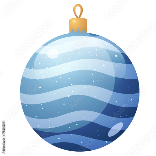 Vector blue Christmas toy ball with pattern isolated on a white background.
