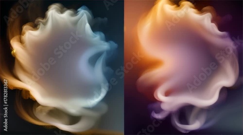 Diptych of Ethereal Volutes: Dance of Smoke 