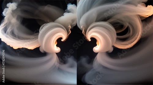 Diptych of Ethereal Volutes: Dance of Smoke 