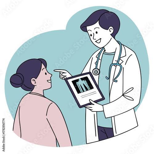 Doctor showing an x-ray to a patient medical healthcare