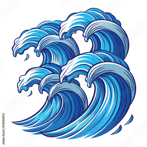 Dynamic Blue Ocean Waves Illustration water nature