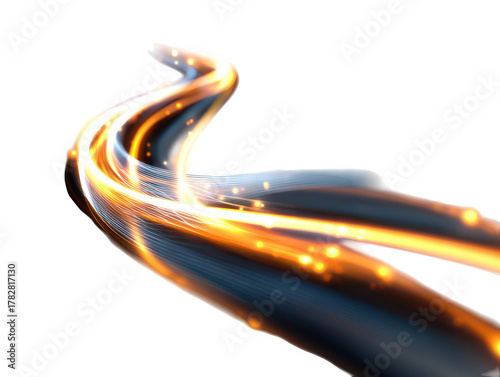Dynamic abstract glowing curve line neon light trail on digital art modern design artistic concept