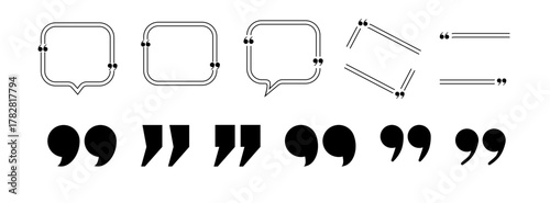 Quote box frame. Texting quote boxes. Blank template quote text info design boxes quotation bubble blog quotes symbols. vector