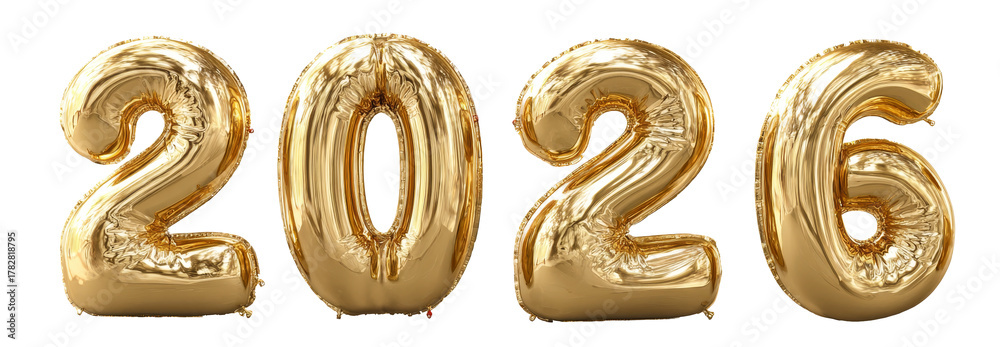 Obraz premium new year's lettering and text with balloons cutout isolated on background