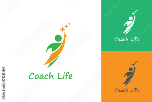Coach life vector logo symbol for Life coaching logo, consulting logo icon design graphic template.