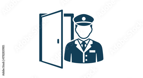 An open doorway and a uniformed man a striking silhouette