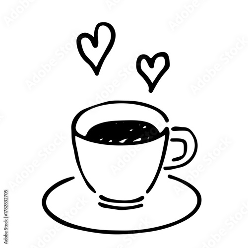 シンプルなコーヒーカップの線画イラスト