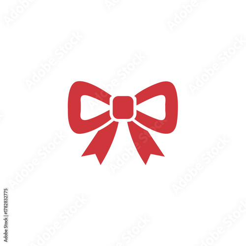 Vector illustration of a classic red ribbon bow, isolated on a white background, symbolizing gifts, celebration, Christmas, holidays, and decoration.