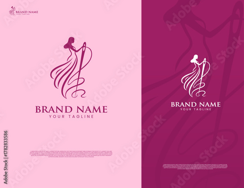 tailor logo pink design illustration