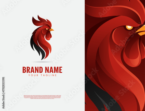 rooster head logo abstract design illustration
