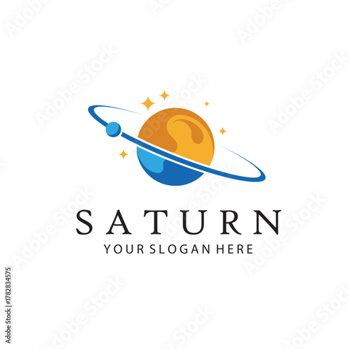design of planet saturn with stars isolated on white background